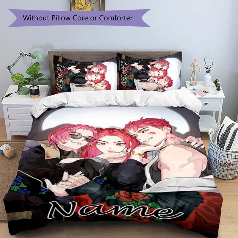 3pcs KPop Demon Hunters47 Cover Set - Personalized Name, HD Printed Bedding with 1 Cover and 2 Pillowcases - Perfect for Home Decor, Easy Care