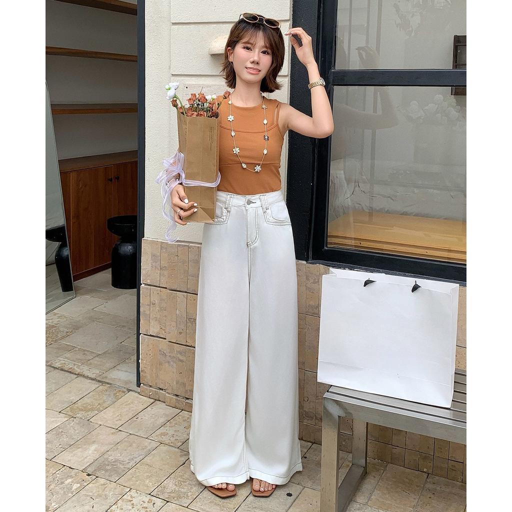 Retro Loose Wide-leg Jeans for Women with High Waist Mopping Floor To Make Them Look Slimming and Drooping Dark Blue Straight-leg New Pants