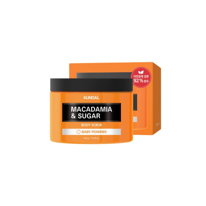 KUNDAL Macadamia Sugar Body Scrub Baby Powder 550g Exfoliating Smoothing Dead Skin Care 550g Korean Skincare K-Beauty