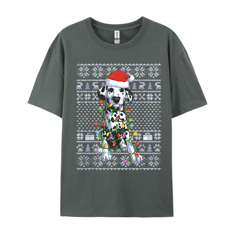 Vintage T Shirts Faddish Funny Dalmatian Dog Lover Santa Hat Ugly Tshirt Cotton Adult Tops  Tees Graphic Tees