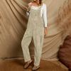 Damen einfarbiger Cord Latzhose mit weitem Bein ärmellose Weste Tasche lässiger Jumpsuit