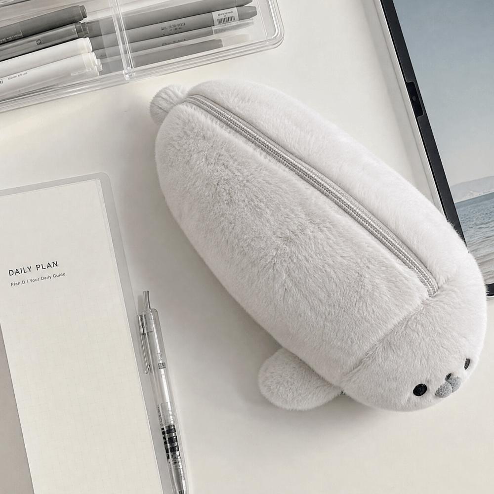 Animal Seal Doll Pen Pouch Large Capacity Stationery Storage Bag Little Seal Pencil Case Daily Use