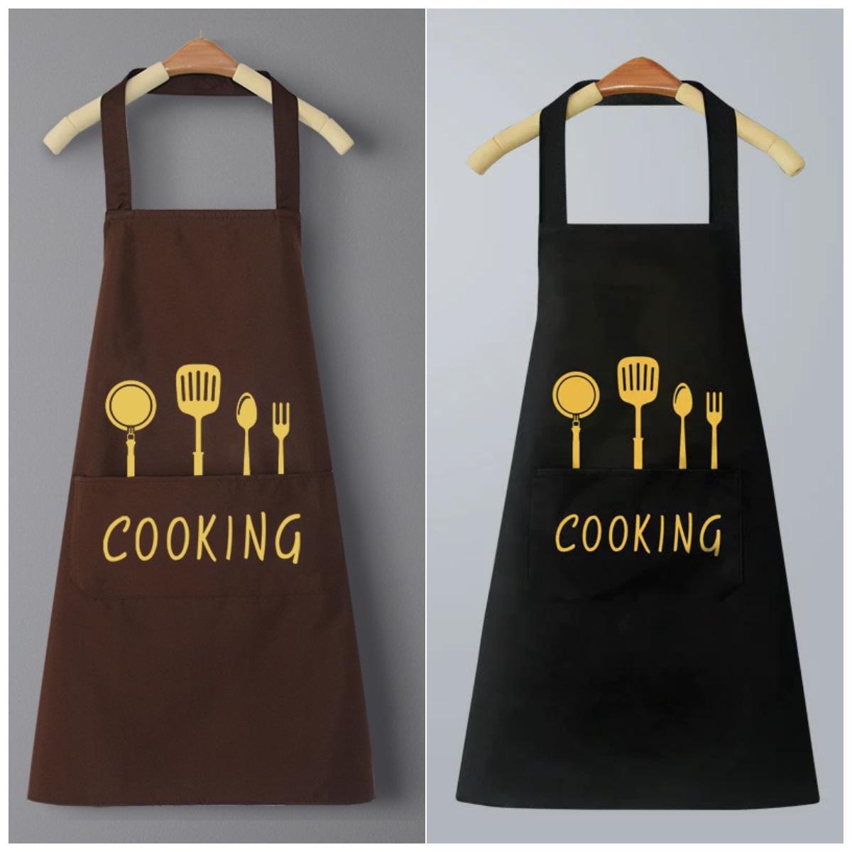 

Водонепроницаемый милый фартук для готовки в японском стиле - моющийся и маслостойкий для женщин Regular Style коричневый/чёрный