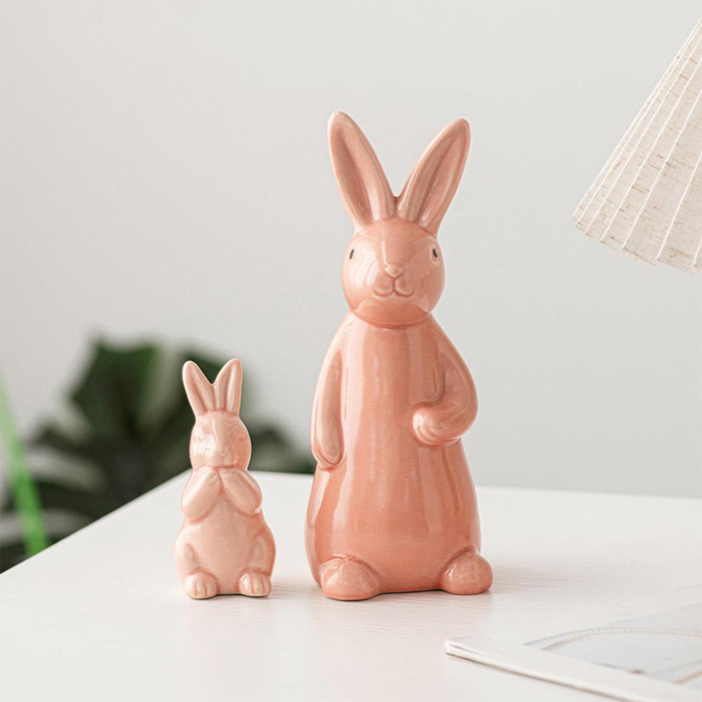 2-6pack Easter Bunny Figurine Cute Ceramic Rabbit Statue for Desk