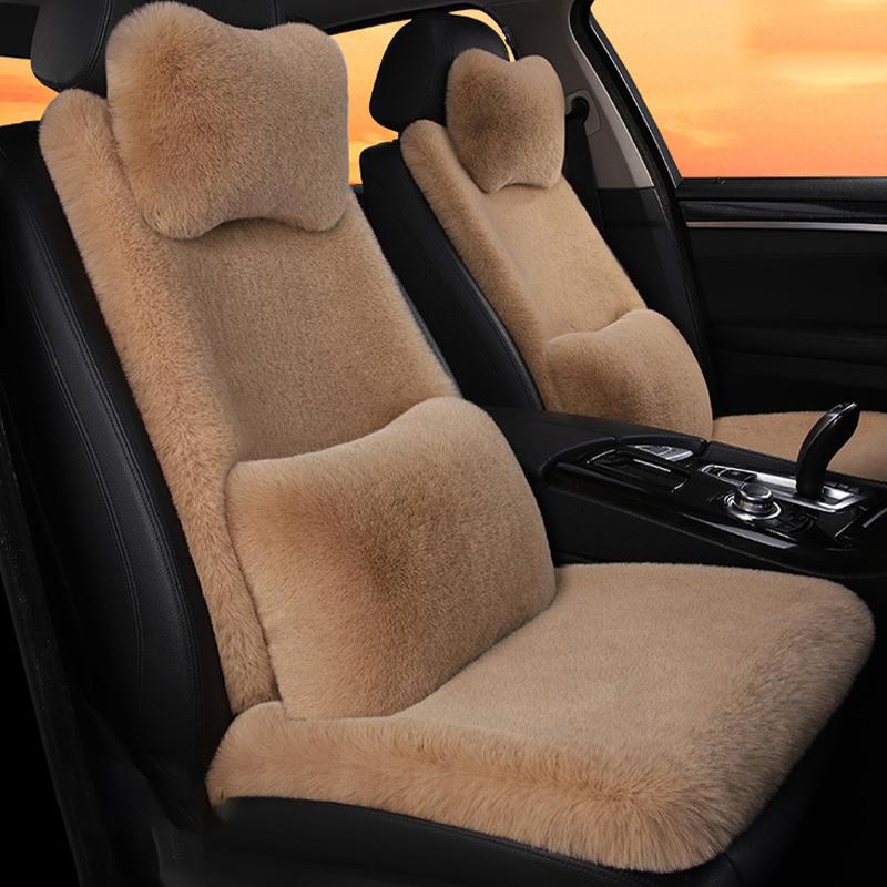 New Winter Car Plush Seat Cushion Heart Shaped Head Pillow Neck Pillow Waist Support Cushion Thickened Warm Universal Seat Cover