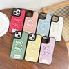 Apple 16 Leather Solid Color Mobile Phone Case Simple Application Iphone15Promax Bow 17 Women'S Internet Celebrity 14