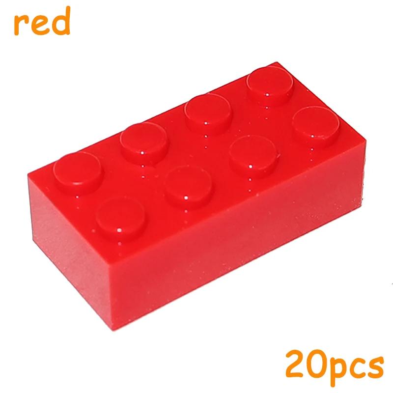 

20 ШТ. Детали для сборки MOC 3001 Кирпичики 2x4 Точки Толстые 2*4 Строительные блоки DIY Образовательная Креативная игрушка для детей красный