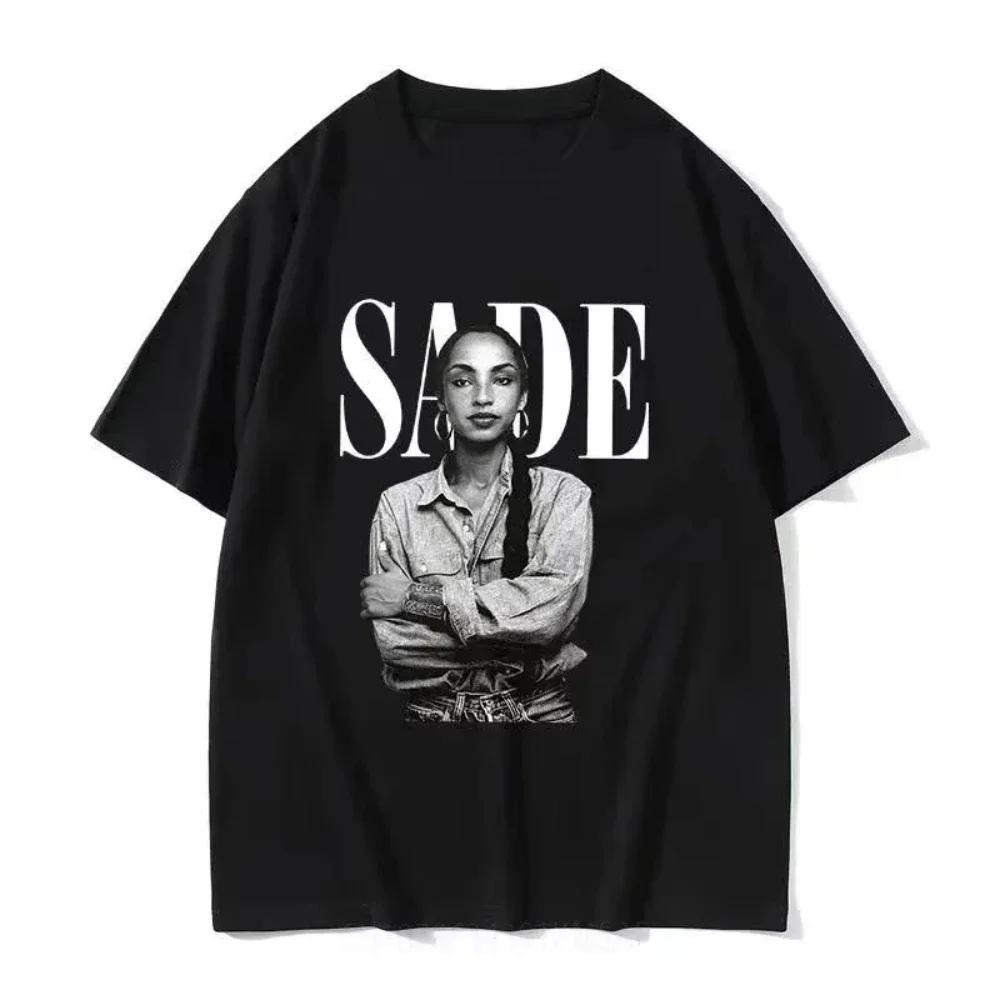 90er Jahre Sänger S-Sade Print Grafik T-Shirt Männer und Frauen Hip Hop Vintage Kurzarm T-Shirts Übergroßes T-Shirt Streetwear Grafik