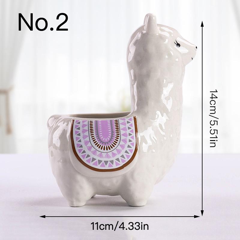 Cute Alpaca Flower Pot Succulent Pot Ceramic Planter Home Decor Indoor Decoration Desktop Ornaments Bonsai Plant Pot