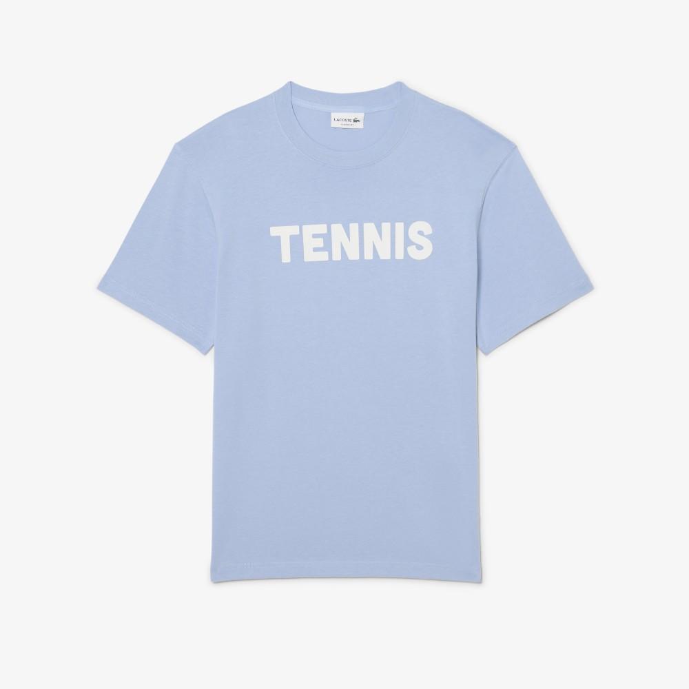 [lacoste] Men's Tennis Lettering Graphic Short Sleeve T-Shirt TH1578-56GAEY