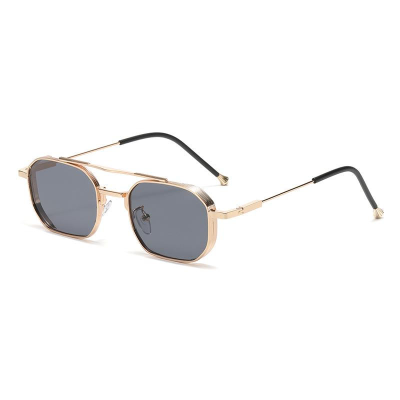 New Trendy Fashion Metal Double-Bridge Sunglasses Premium Business Square-Frame UV-Protective Eyewear Classic Driving Shades