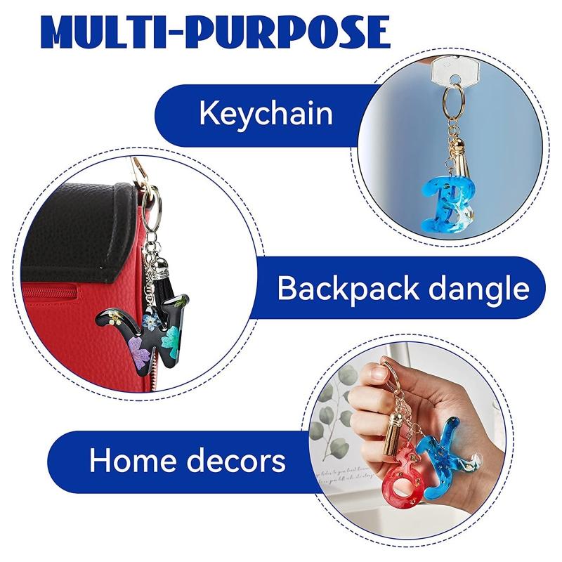 Diy Crystal Resin Drop Glue Alphabet English Word Pendant Keychain Silicone Mirror Handmade Mold Halloween Jewelry