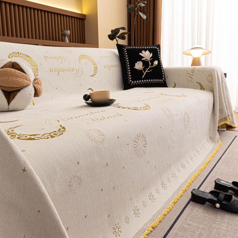 Moon Print Modern Chenille Sofa Mats Full Coverage Thicken Four Seasons Universal Sofa Throw Cover Blanket Mats 180*130cm белый