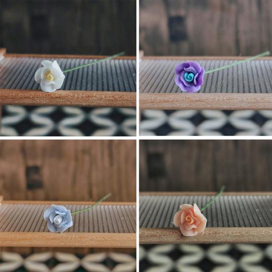 1:12 Dollhouse Flower Realistic Miniature Rose Fine Workmanship Two-color Flower Model for Doll House Decoration