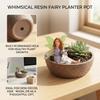 Resin Girl Rabbits Mini Landscape Planter Pot Succulent Decoration Elf Ornament With Drainage Hole For Small Plants