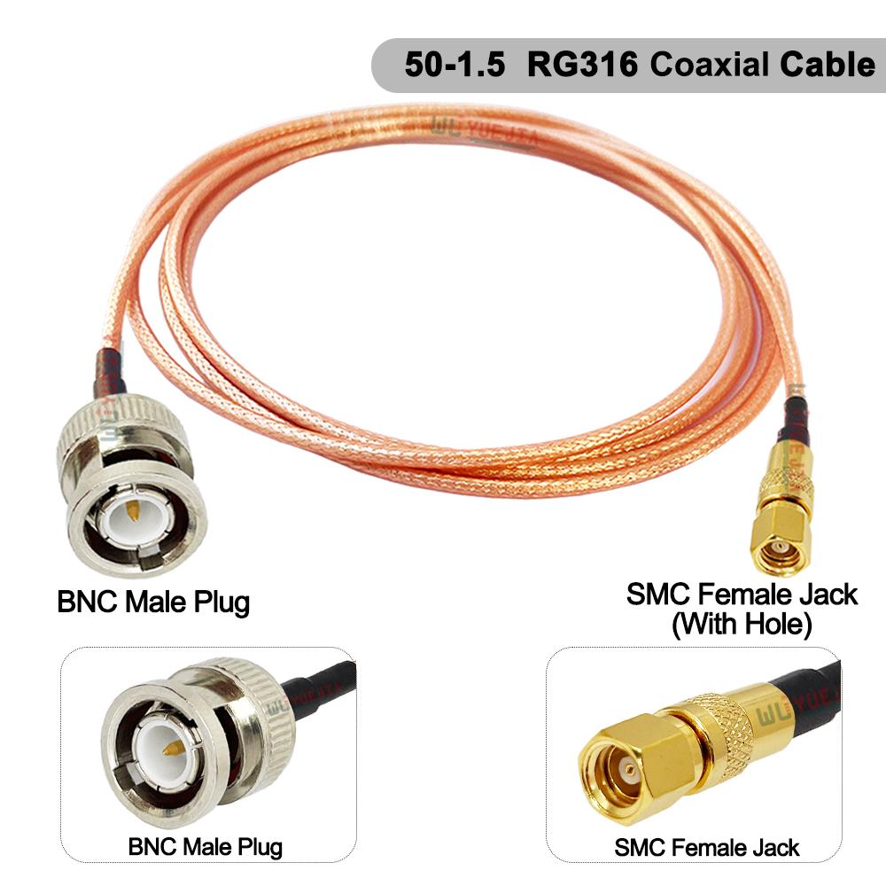 Q9 BNC Female to SMC Male Plug Connector RG-316 50-1.5 Low-Loss Highly Flexible RF Coax Cables For GPS LTE Network Radio Modems