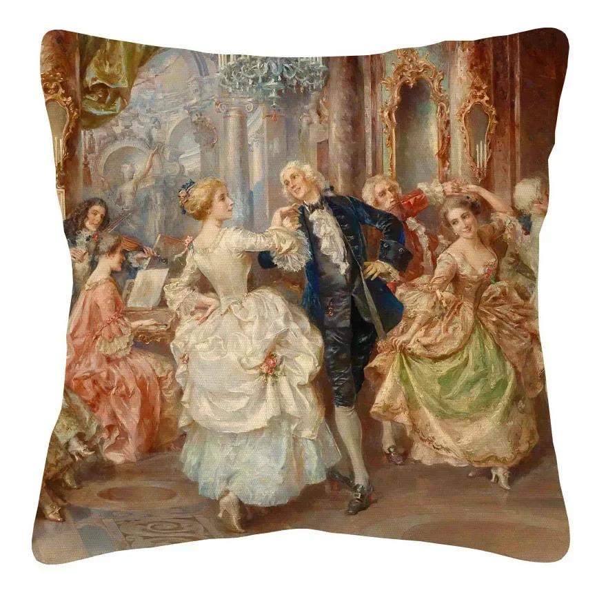 

Європейський Вікторіанський Королівський Двір Дами Жінки Наволочка на Подушку 40x40cm рожевий