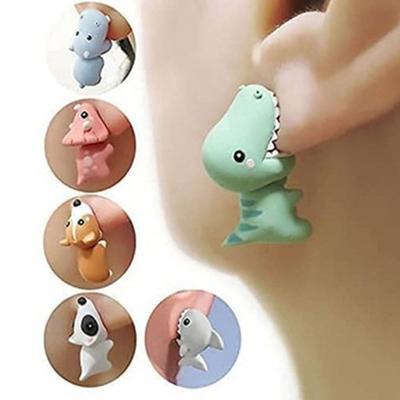 Fashion Polymer Clay Soft Cute Dinosaur Ear Stud Earrings Girls Piercing Eardrop