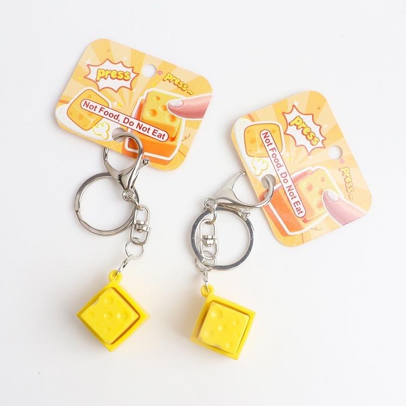 1 Peça Chaveiro Fofo de Teclado de Queijo Brinquedo Fidget Alívio do Estresse Portátil Brinquedo Clicável para Crianças Lembrancinhas de Festa