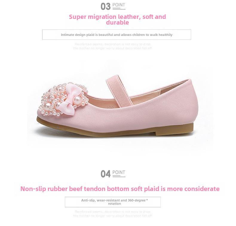 Girls' Princess Leather Dance Shoes - Flat, Single Dress Shoes for Baby and Toddlers