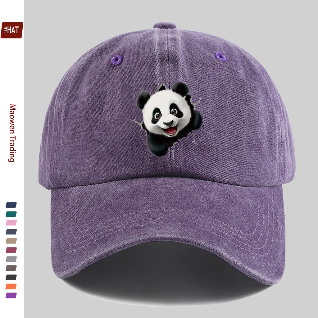 pc Unisex Cute Panda Print Baseball Cap Home Leisure Decorative Papa Hat Trucker Sun Hat Washed Adjustable Buckle Headwear