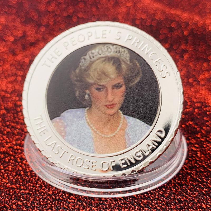 Prinzessin Diana von England, vergoldete bemalte Gedenkmünze, handgefertigte Goldmünzen, Münzen, mit Gedenkmünzen spielen