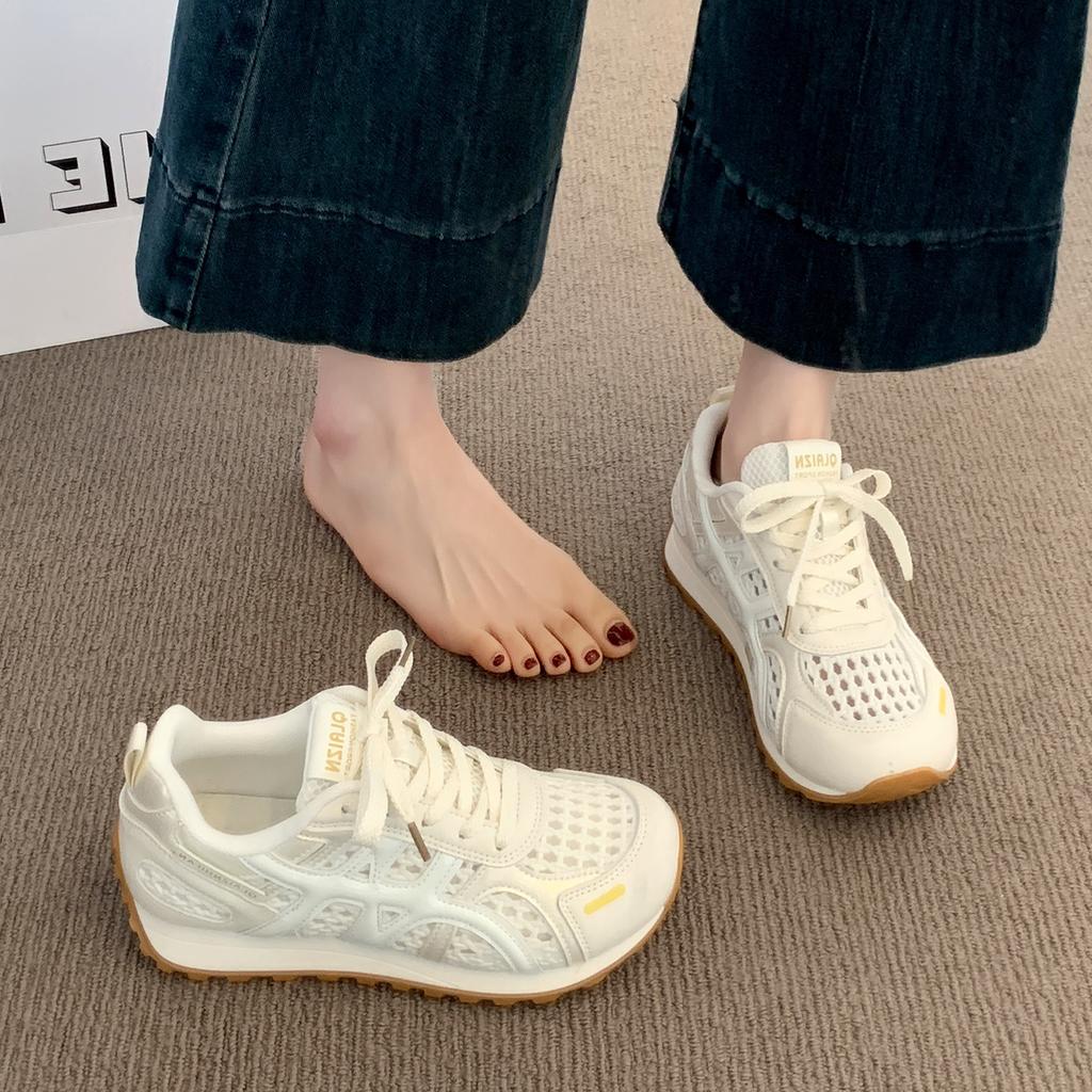 Dexun little white shoes women's mesh breathable 2025 summer new single net light Forrest Gump shoes casual sports running shoes
