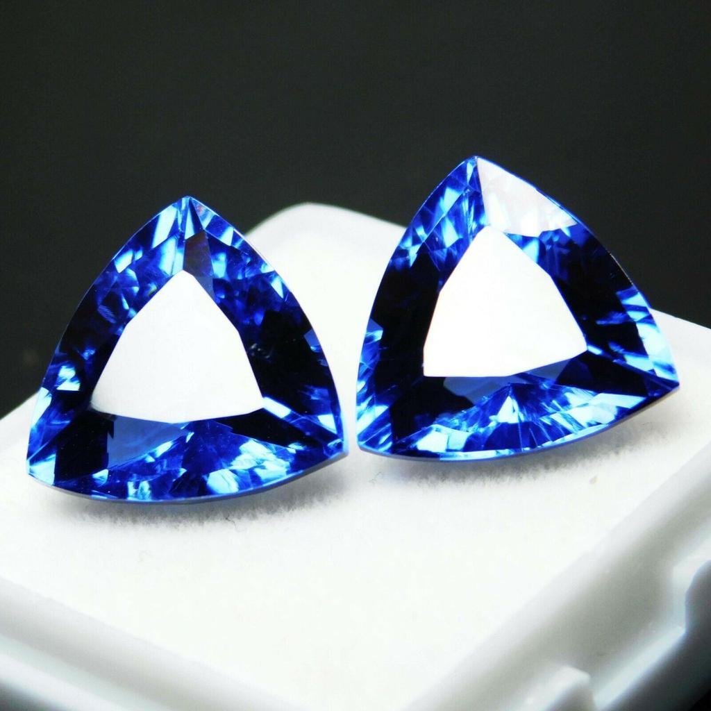 Natural Blue Tanzanite Loose Gemstone Trillion Shape 16 Ct for Jewelry Making and Gem Collections