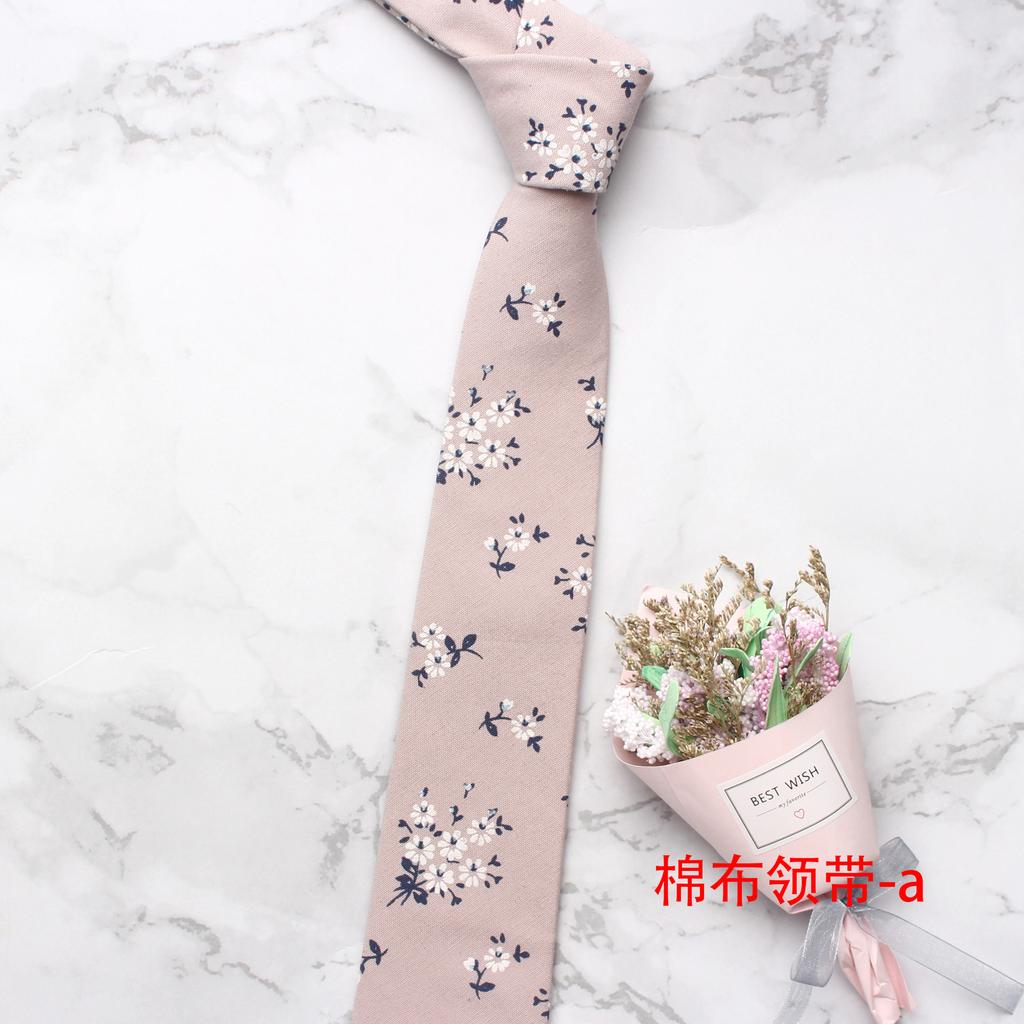 Men'S Cotton Printed Casual Tie, Floral Wedding Groom Dress Tie 7Cm Tie Men