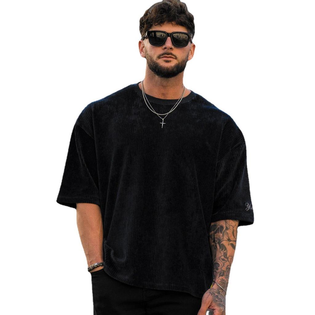 Herren Sommer Fitness Sport Locker Lässiges T-Shirt Rundhals Baumwolle Laufen Kurzarm Top