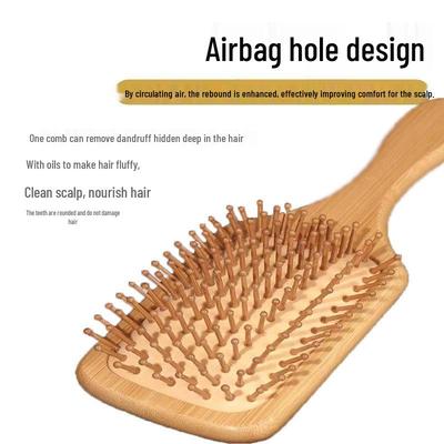 Natural Bamboo Wood Air Cushion Massage Detangling Comb for Curling and Hairdressing