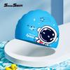 Cappellino da Nuoto in Silicone Cartoon per Bambini e Bambine con Protezione per le Orecchie per Capelli Lunghi Impermeabile Comodo Cappellino da Nuoto per Bambini