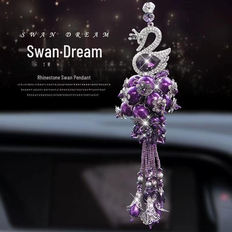 Crystal Swan Car Pendant - Cute and Creative Ornament for Car Interior, Ladies' Jewelry