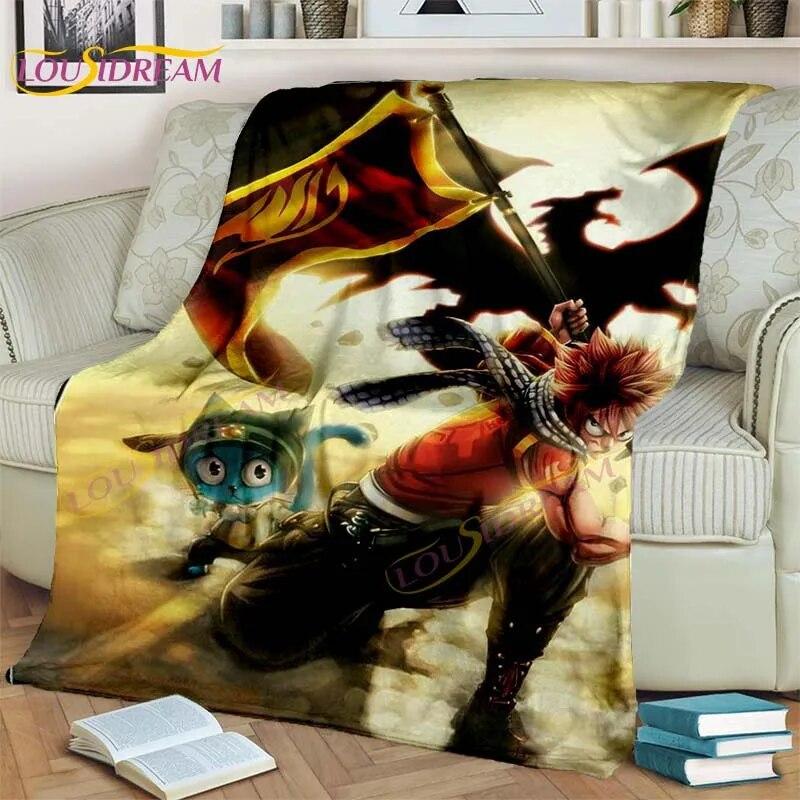 Fairy Tail Blanket Anime Blanket Natsu Blanket 3D Cartoon Covered Blanket Flannel for Bedding Children Room Decor Warm Blanket