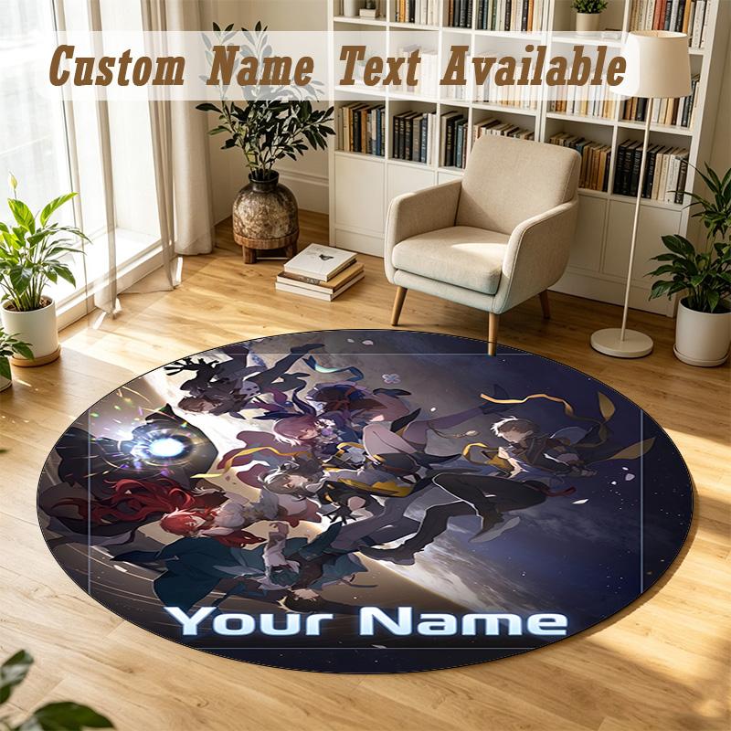 Honkai Star Rail Personalized Round Rug Support Custom Name, Soft Home Decor Mat