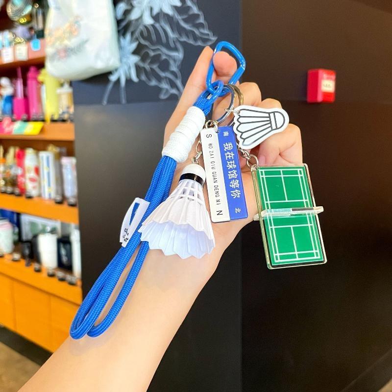 Badminton Acrylic Keychain Creative Practical Small Gift Sports Series Keyring Pendant Fashionable Bag Pendant