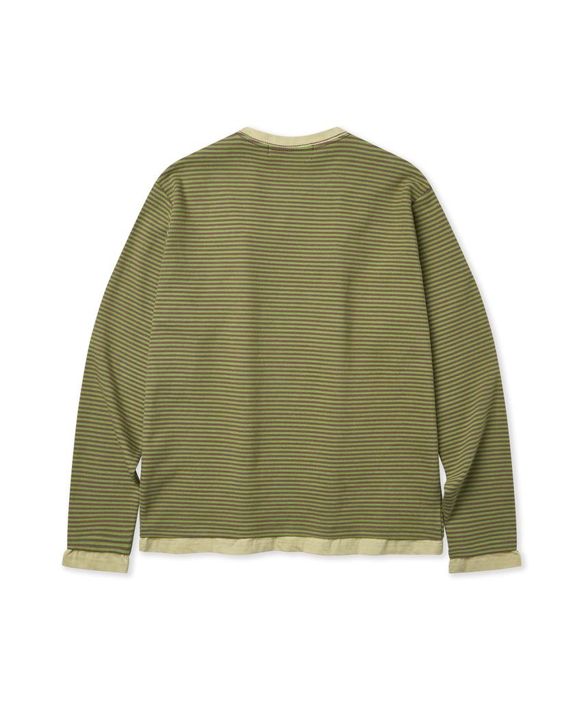 Lujeoseukeulleob Striped Layered Long Sleeve T-Shirt Olive