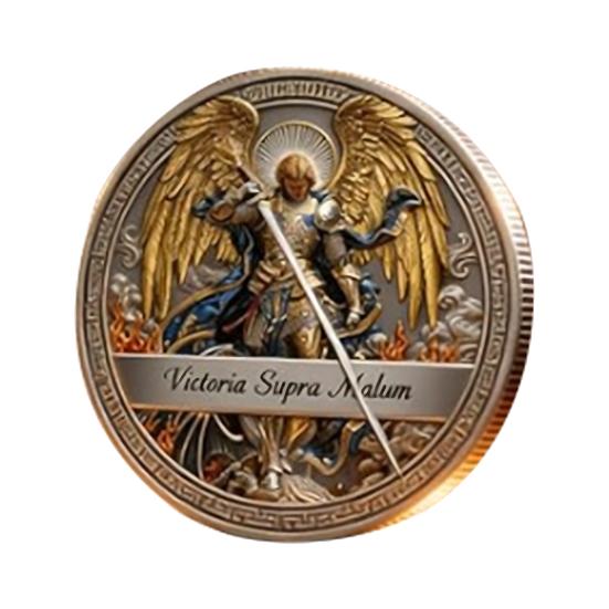 1/2/3 Peças Moeda Colecionável de Arcanjo Dupla Face Escultura em Metal St. Moeda de Lembrança de São Miguel Token Desafio da Fé Cristã Decoração Presente Religioso