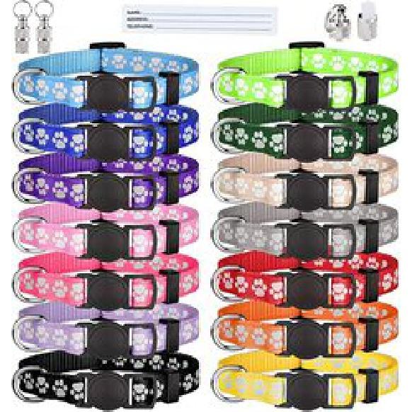 

Новый оптовый дешевый ошейник и поводок для домашних животных, набор с принтом лапы, милый ошейник для щенков, ошейник для прогулок, поводок для собак