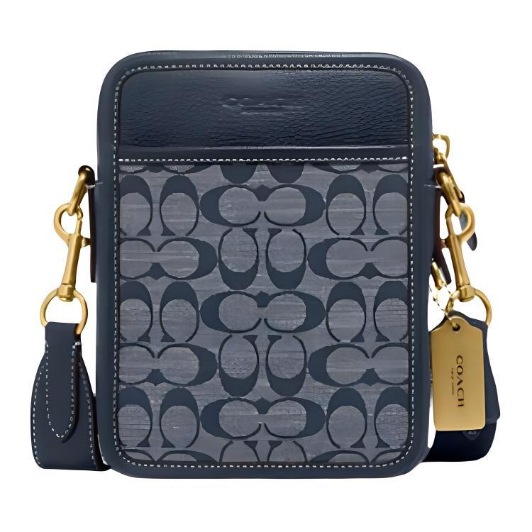Coach Sullivan Jacquard Fabric Cow Leather Crossbody Bag , Shoulder Bag Small Men's Denim (Unisex) Crossbody Bags CG996 B4DE