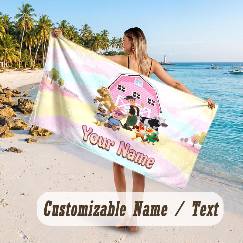 Personalized Beach Towel,La Granja de Zenón Custom Printed Name Text, Super Absorbent Towel For Beach Vacation