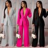 Set da due pezzi Blazer da donna Abiti Cappotto a maniche lunghe Giacche Top e pantaloni lunghi Pantaloni svasati Abiti casual eleganti