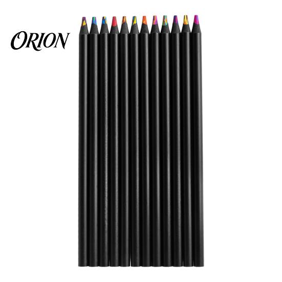 Drawing Pencils with Durable Core 12PCS Rainbow Colored Pencils, Black Wood Barrel And for Toddlers Lead Core, Art Training Sketching Kids Supplies