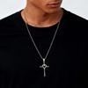 Fashion Chic Heart Cross Pendant Cubic Zircon Stainless Steel Necklace for Men Hip Hop Punk Jewelry Party Daily Wear