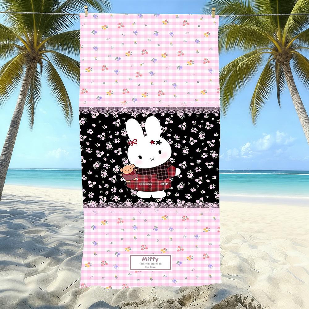 Miffy Rabbit Beach Towel Microfiber Quick Drying Absorbent Cartoon Printed Seaside Resort Bath Towel