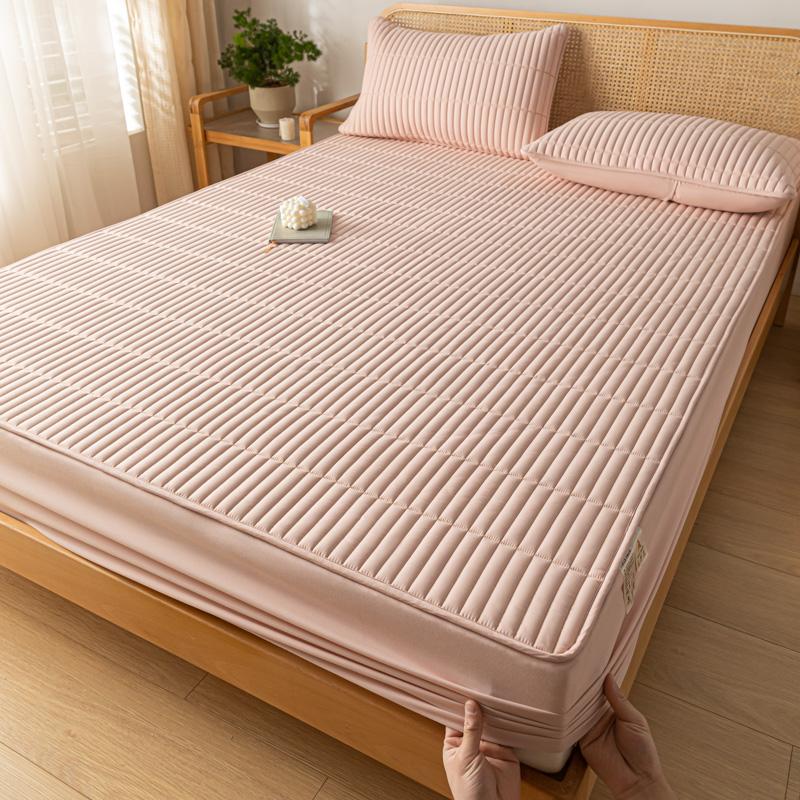 1pc Thicken Quilted Fitted Sheet For Double Bed Solid Color Cotton Anti-mite Bed Cover Fundas De Colchón King Mattress Cover180