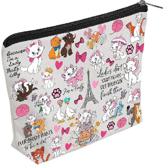 WZJHCL The Aristocats Makeup Pouch Bag Marie Cat Cosmetic Kit Bag WDW Vacation Travel Storage Organizer Bag (Marie) Marie