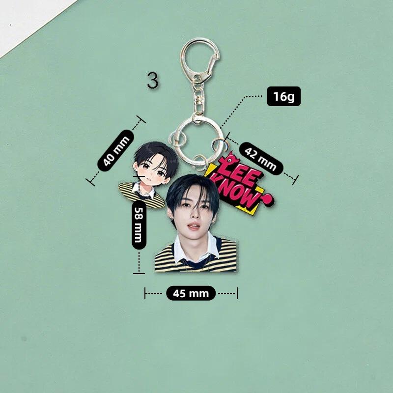 Stray Kids Porte-clés Acrylique Membre Portrait Cartoon Mignon Étiquette Nom Pendentif Charme Sac Porte-clés Support Ventilateur Marchandise Objet de Collection Cadeau