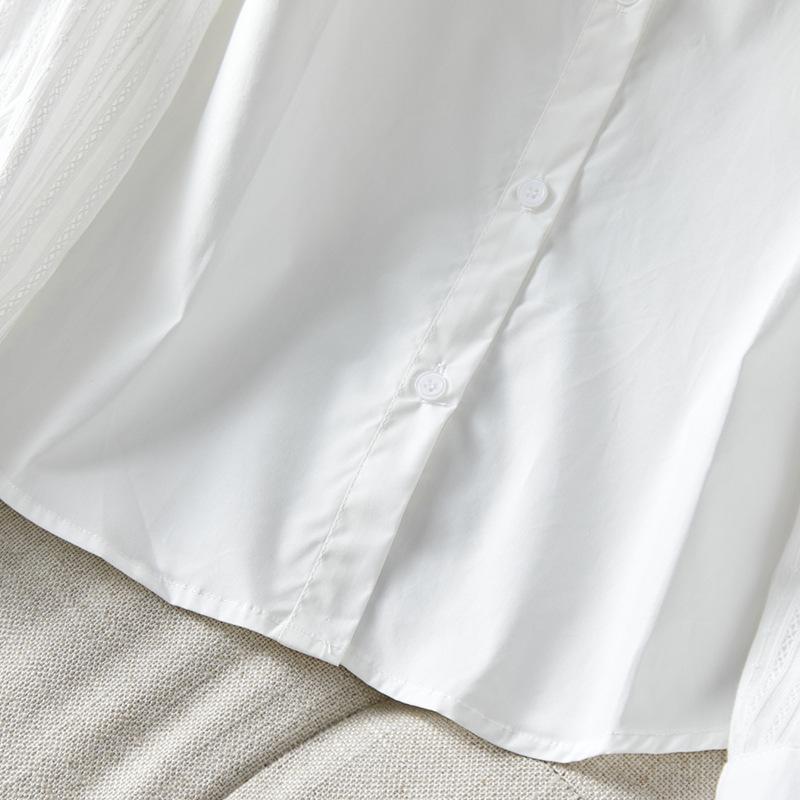 White Fungus Collar Top Spring Design Chic Top Combed Cotton Velvet Base Top