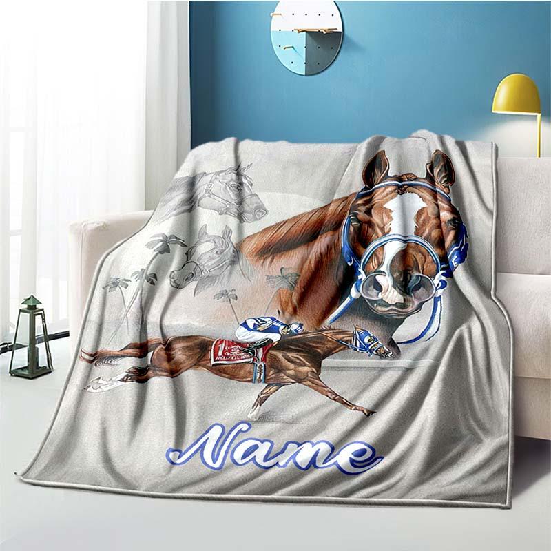 Equestrian Customize Your Name Outdoor Blanket Used For Chair Office Sofa Bed Camping Soft And Warm Giving Friends And Relatives Birthday Graduation
